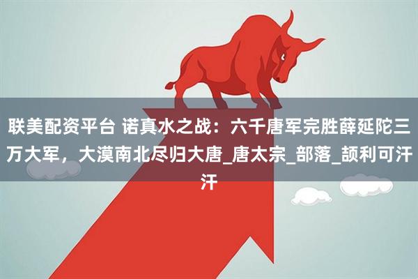 联美配资平台 诺真水之战：六千唐军完胜薛延陀三万大军，大漠南北尽归大唐_唐太宗_部落_颉利可汗
